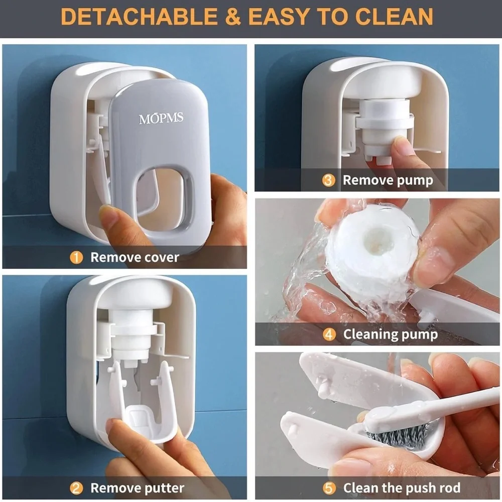 MOPMS Wall Mounted Automatic Toothpaste Dispenser White Silver